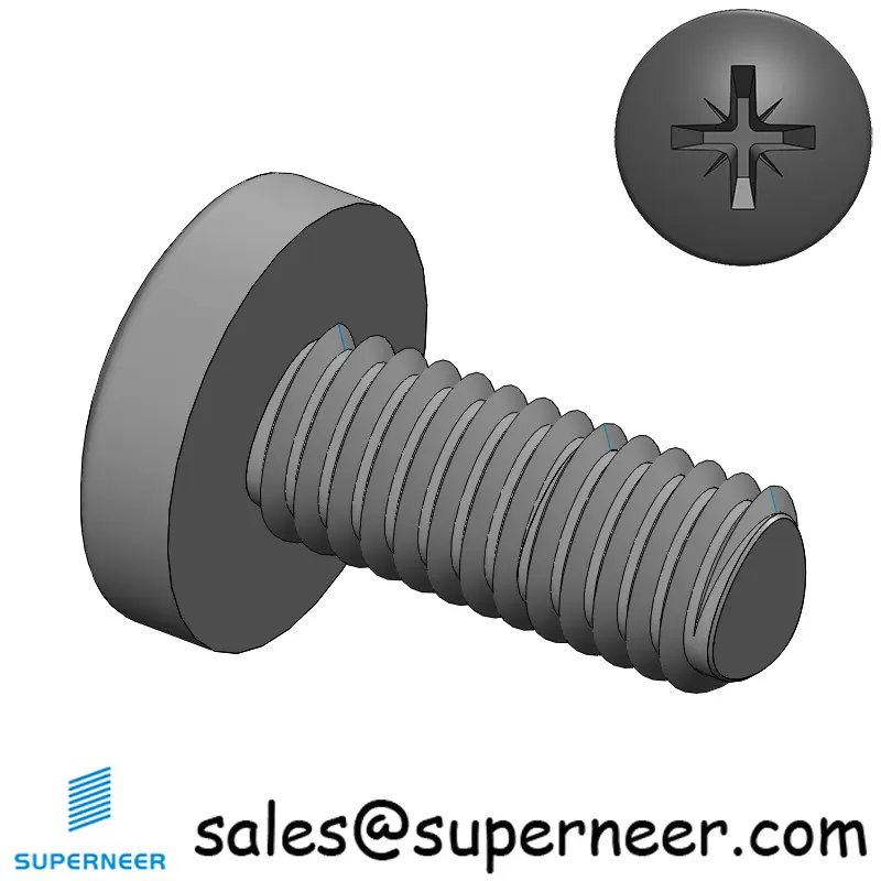 M6 × 14mm Pan Head Pozi Thread Forming Screws for Metal Steel Black