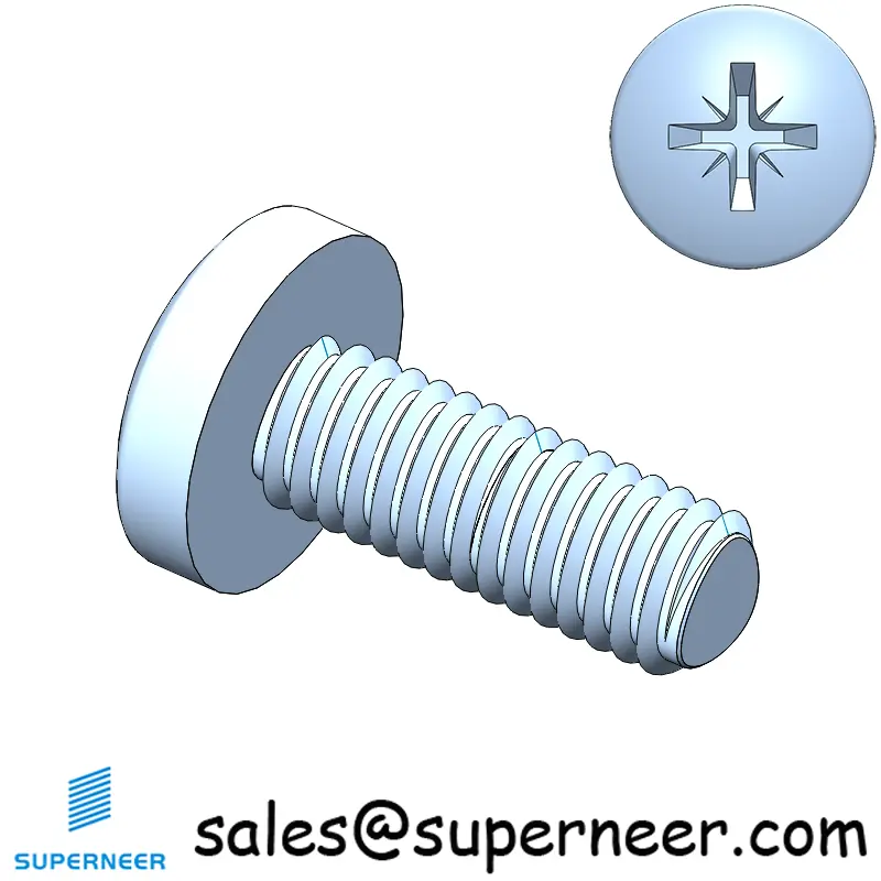 M6 × 16mm Pan Head Pozi Thread Forming Screws for Metal Steel Blue Zinc Plated