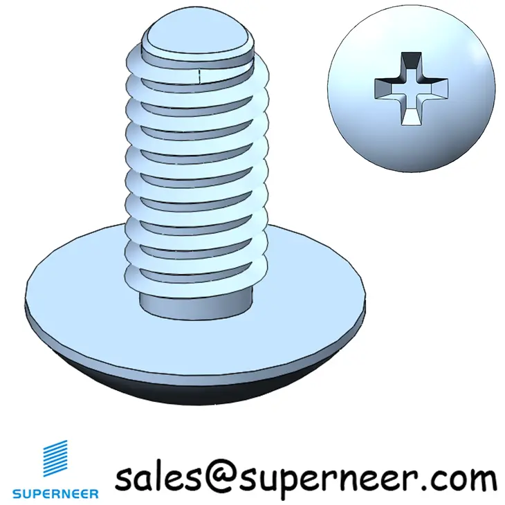 M2.5 × 5mm Truss Head Phillips Thread Forming Screws for Metal Steel Blue Zinc Plated