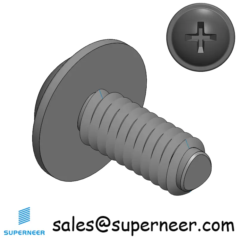 8-32 × 3/8 Pan Washer Phillips Thread Forming  Screws for Metal  Steel Black