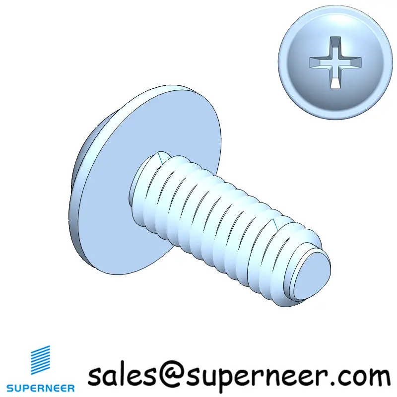 8-32 × 7/16 Pan Washer Phillips Thread Forming  Screws for Metal  Steel Blue Zinc Plated
