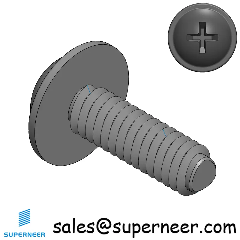 8-32 × 1/2 Pan Washer Phillips Thread Forming  Screws for Metal  Steel Black