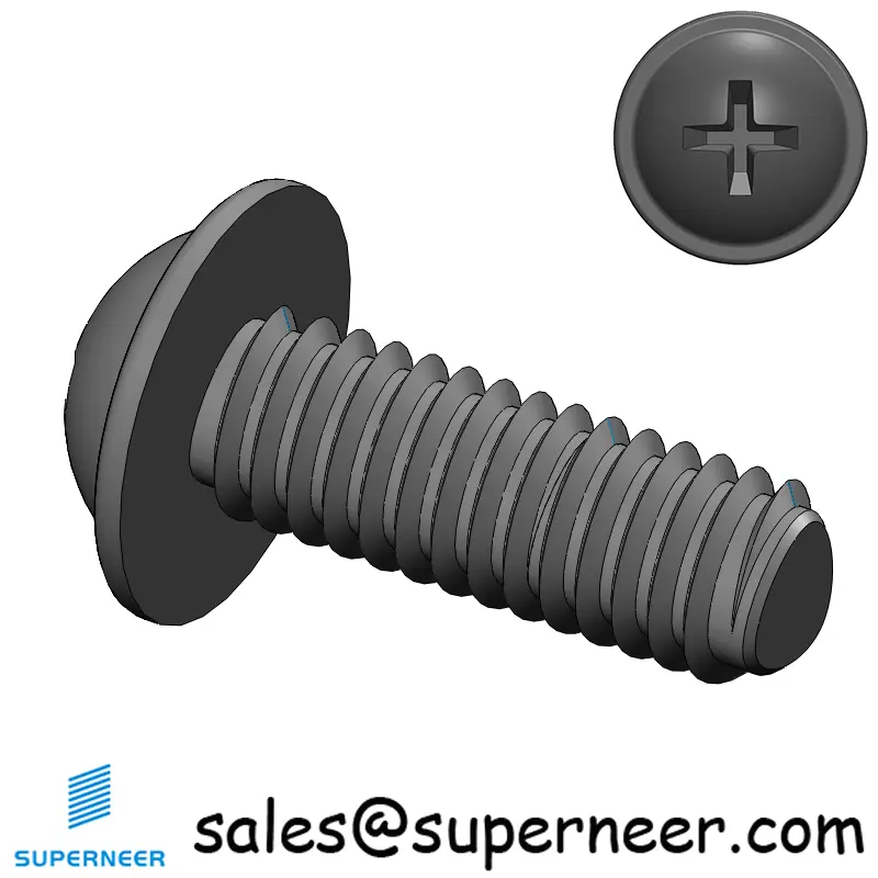 M2.5 × 7mm Pan Washer Phillips Thread Forming Screws for Metal Steel Black