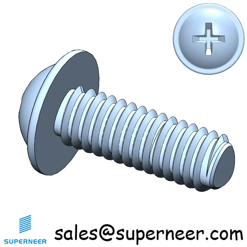 M2.5 × 7mm Pan Washer Phillips Thread Forming Screws for Metal Steel Blue Zinc Plated