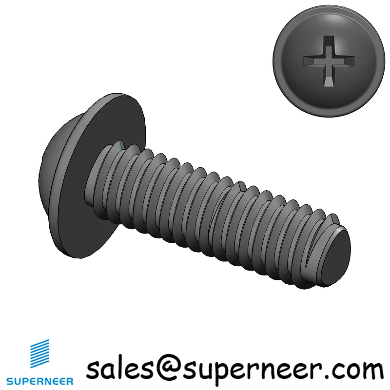 M2.5 × 8mm Pan Washer Phillips Thread Forming Screws for Metal Steel Black