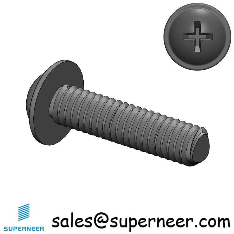 M2.5 × 10mm Pan Washer Phillips Thread Forming Screws for Metal Steel Black
