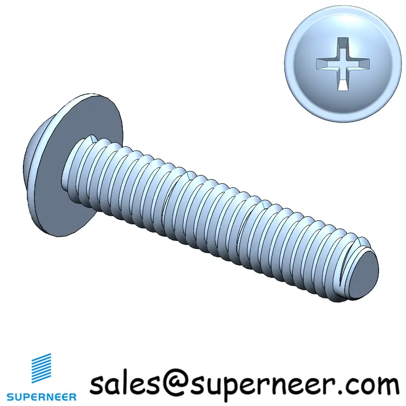 M2.5 × 12mm Pan Washer Phillips Thread Forming Screws for Metal Steel Blue Zinc Plated
