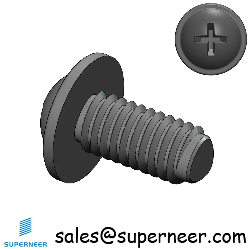 M3 × 6mm Pan Washer Phillips Thread Forming Screws for Metal Steel Black