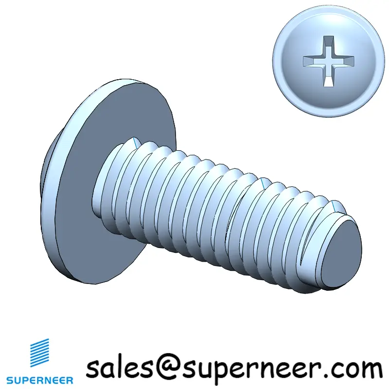 M3 × 8mm Pan Washer Phillips Thread Forming Screws for Metal Steel Blue Zinc Plated