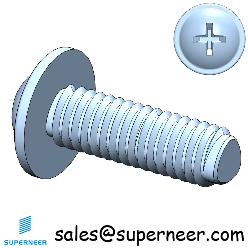 M3 × 9mm Pan Washer Phillips Thread Forming Screws for Metal Steel Blue Zinc Plated