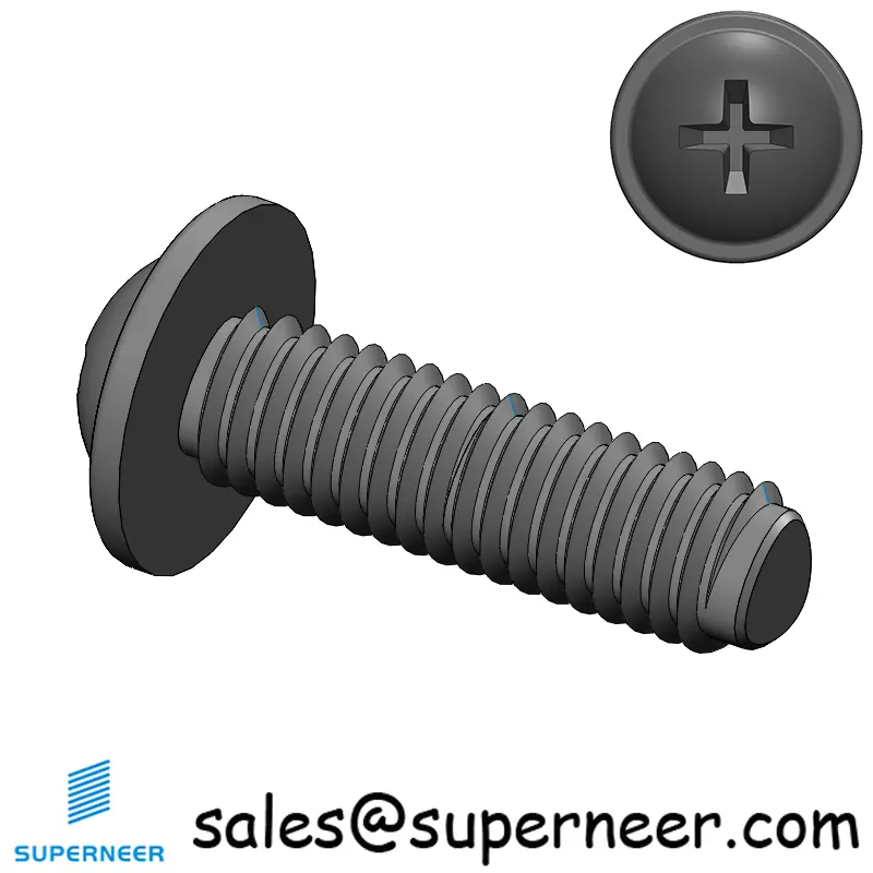 M3 × 10mm Pan Washer Phillips Thread Forming Screws for Metal Steel Black