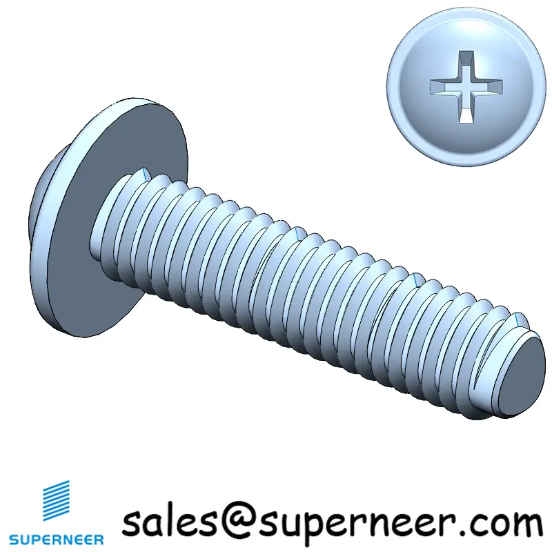 M3 × 12mm Pan Washer Phillips Thread Forming Screws for Metal Steel Blue Zinc Plated
