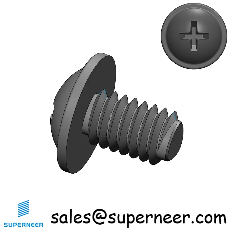 M4 × 6mm Pan Washer Phillips Thread Forming Screws for Metal Steel Black