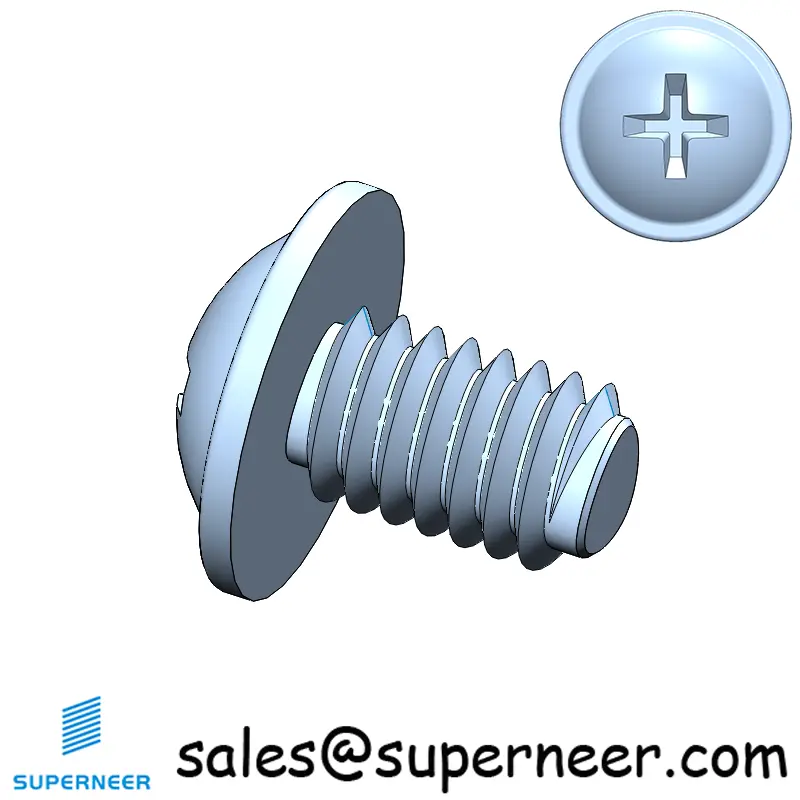 M4 × 6mm Pan Washer Phillips Thread Forming Screws for Metal Steel Blue Zinc Plated