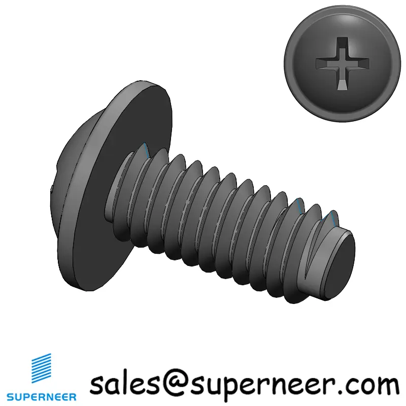 M4 × 9mm Pan Washer Phillips Thread Forming Screws for Metal Steel Black