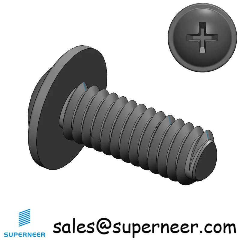 M4 × 10mm Pan Washer Phillips Thread Forming Screws for Metal Steel Black