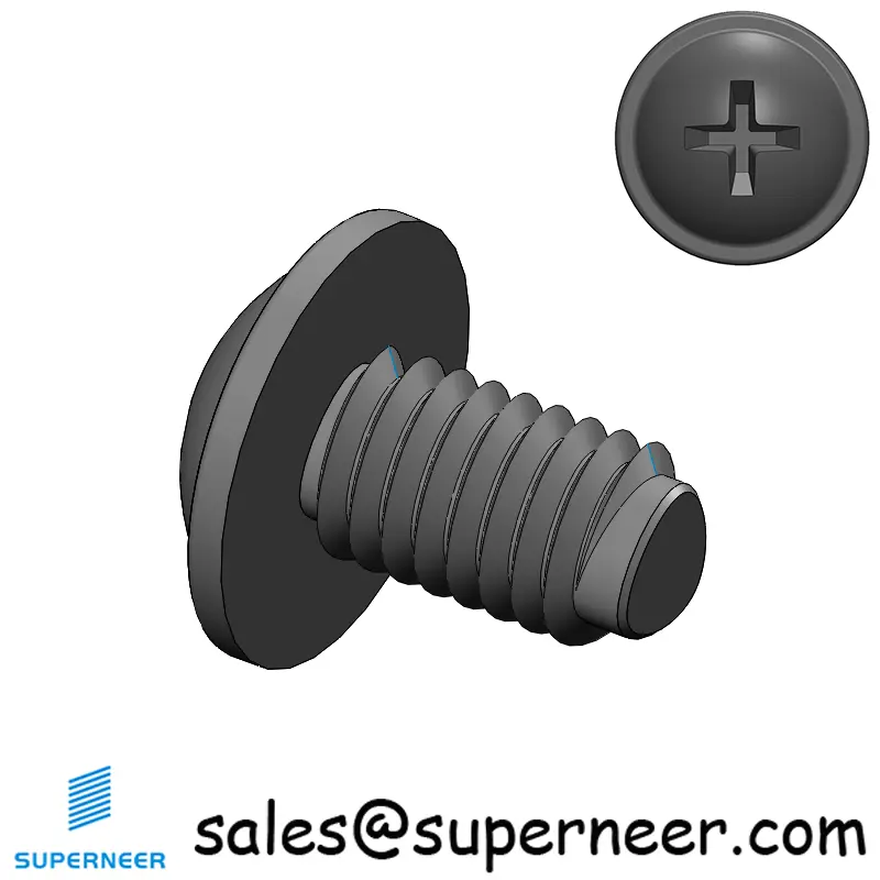 M5 × 8mm Pan Washer Phillips Thread Forming Screws for Metal Steel Black
