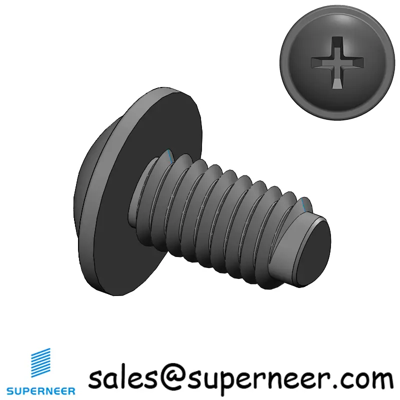 M5 × 9mm Pan Washer Phillips Thread Forming Screws for Metal Steel Black
