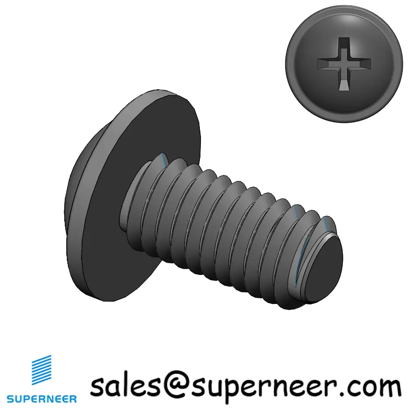 M5 × 10mm Pan Washer Phillips Thread Forming Screws for Metal Steel Black