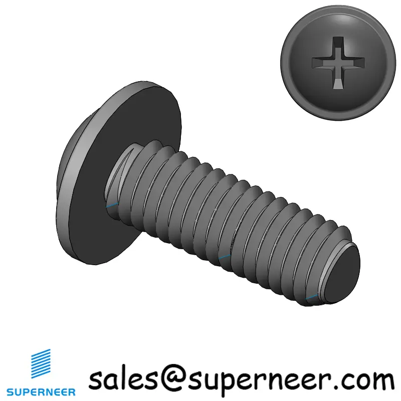 M5 × 14mm Pan Washer Phillips Thread Forming Screws for Metal Steel Black