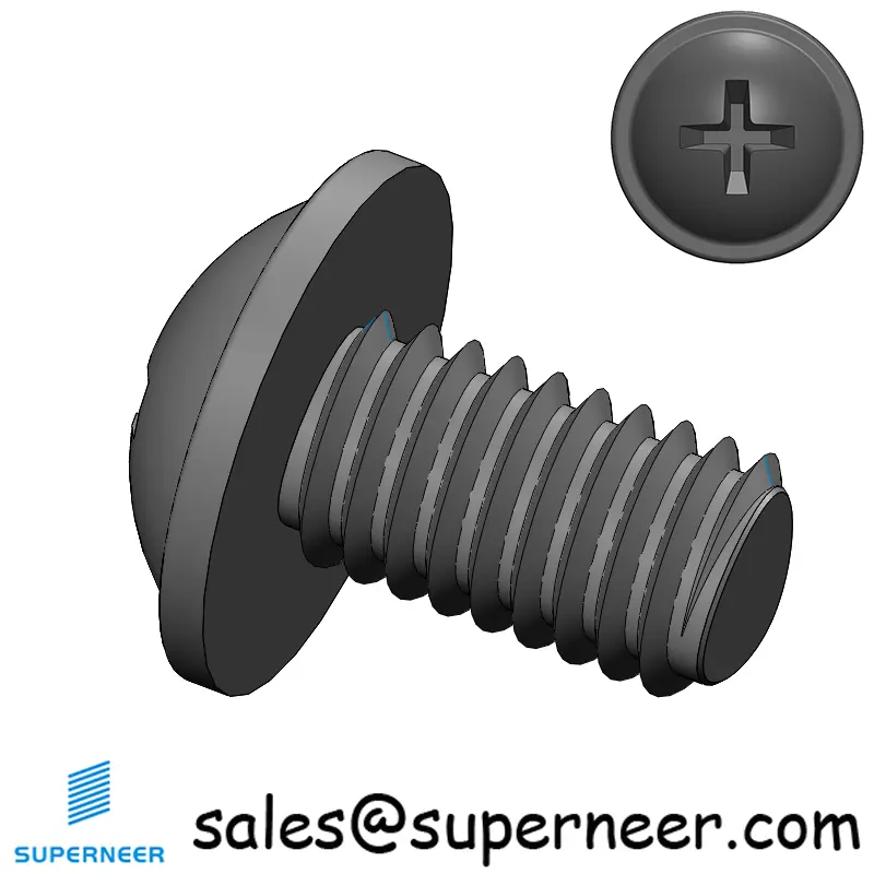M6 × 10mm Pan Washer Phillips Thread Forming Screws for Metal Steel Black