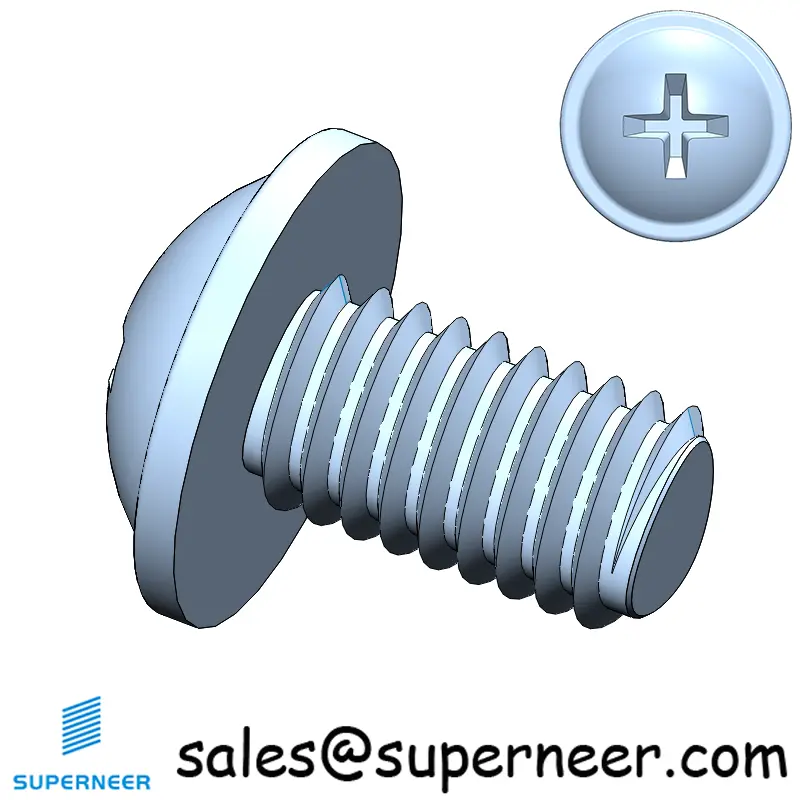 M6 × 10mm Pan Washer Phillips Thread Forming Screws for Metal Steel Blue Zinc Plated
