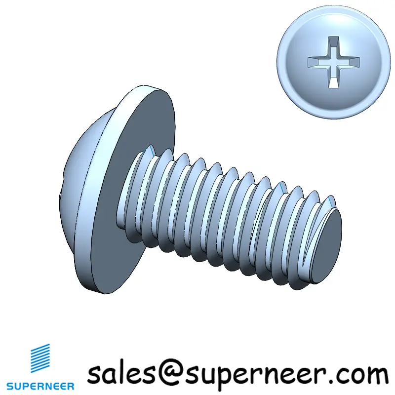 M6 × 12mm Pan Washer Phillips Thread Forming Screws for Metal Steel Blue Zinc Plated