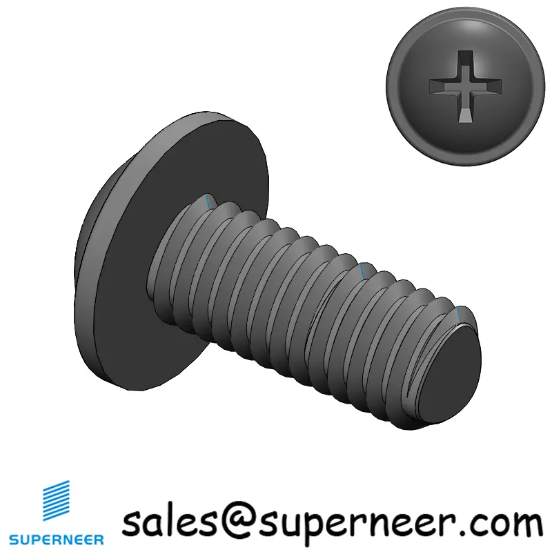 M6 × 14mm Pan Washer Phillips Thread Forming Screws for Metal Steel Black
