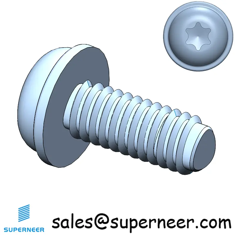 M2.5 × 6mm Pan Washer Torx Thread Forming Screws for Metal Steel Blue Zinc Plated