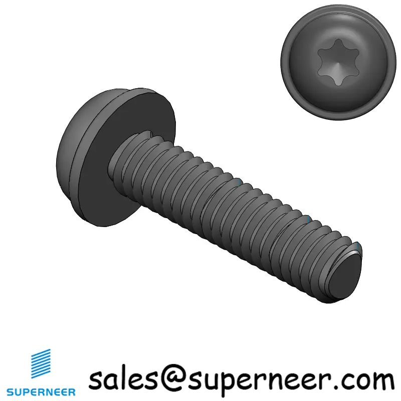M2.5 × 10mm Pan Washer Torx Thread Forming Screws for Metal Steel Black
