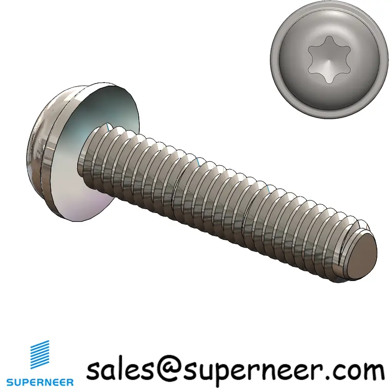 M2.5 × 12mm Pan Washer Torx Thread Forming Screws for Metal SUS304 Stainless Steel Inox
