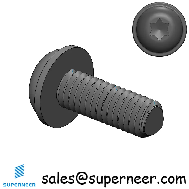 M6 × 16mm Pan Washer Torx Thread Forming Screws for Metal Steel Black