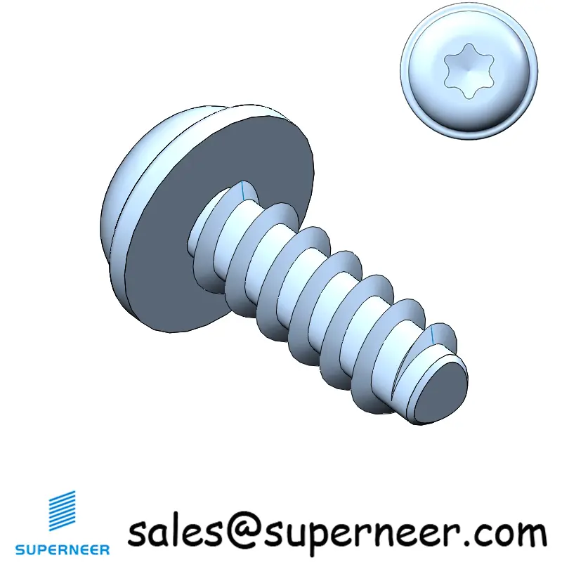 M2.2 × 6mm  Pan Washer Head Torx Thread Foming Screws for Plastic   Steel Blue Zinc Plated
