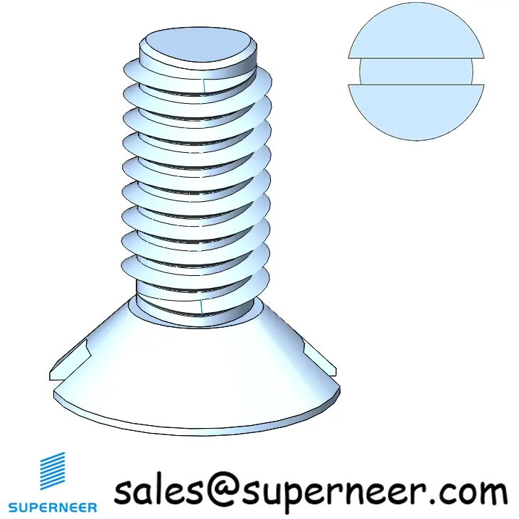 M3 × 7mm Flat Head Slot Thread Forming Screws for Metal Steel Blue Zinc Plated