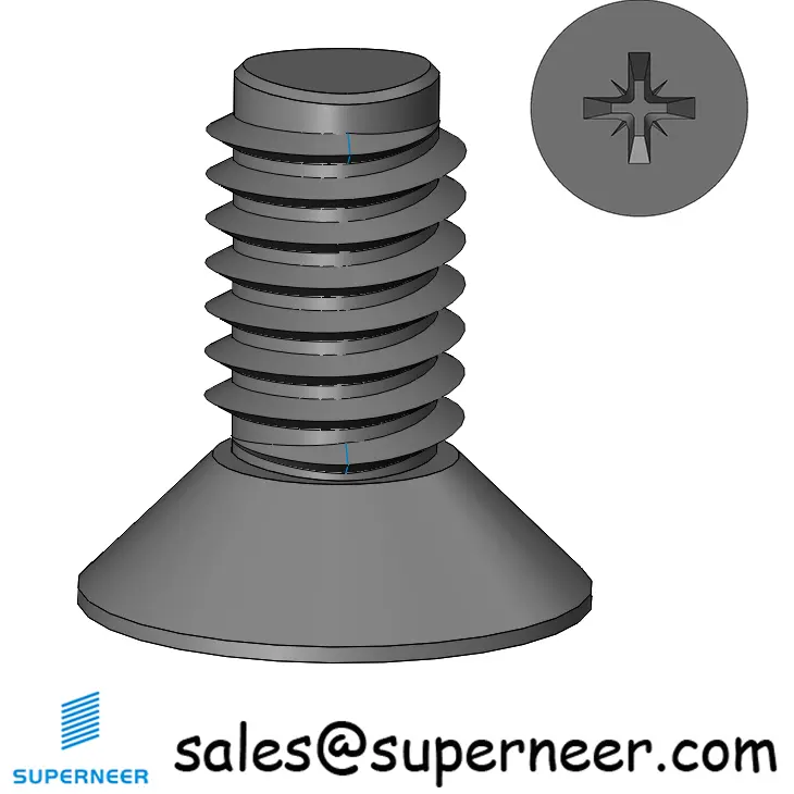 M6 × 12mm Flat Head Pozi Thread Forming Screws for Metal Steel Black