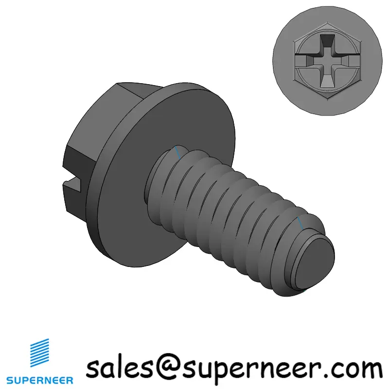 8-32 × 3/8 Hex Washer Phillips Slot Thread Forming  Screws for Metal  Steel Black