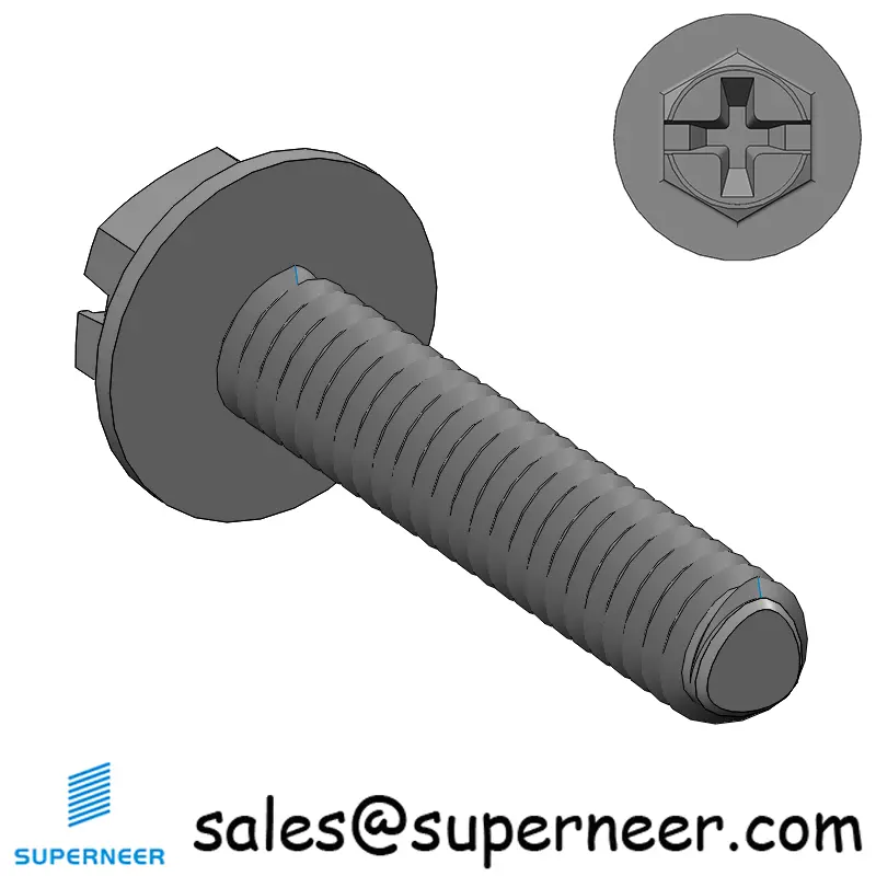 M2 × 10mm Indented Hex Washer Phillips Slot Thread Forming Screws for Metal Steel Black