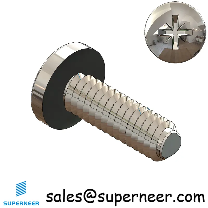 8-32 × 1/2 Pan Head Pozi Thread Forming  Screws for Metal  SUS304 Stainless Steel Inox