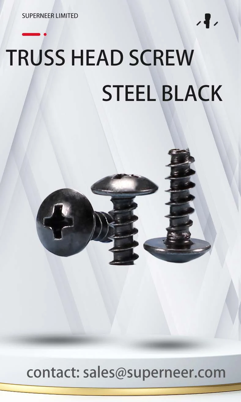 #6-20 x 1/4" Phillips Truss Head Self Tapping Screws Steel Black Zinc Plated