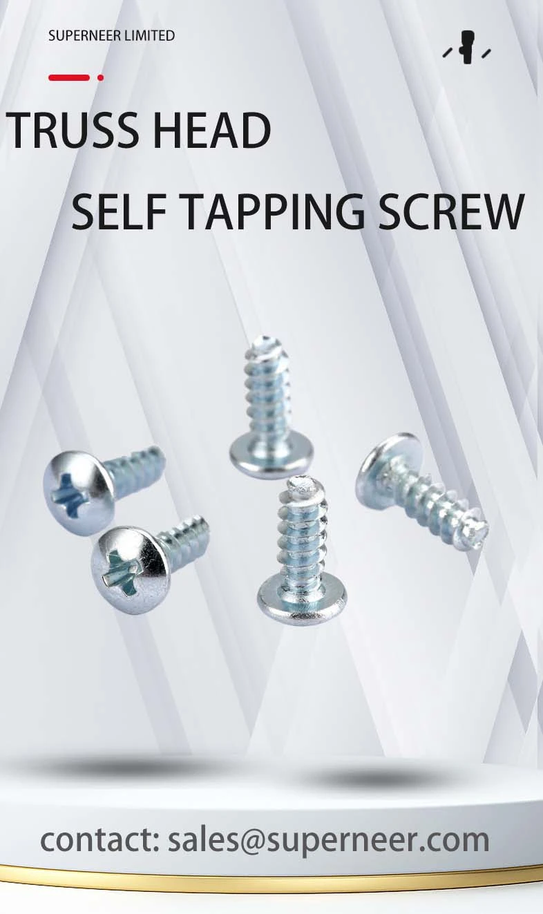 3 x 7mm Phillips Truss Head Self Tapping Screws Steel Blue Zinc Plated