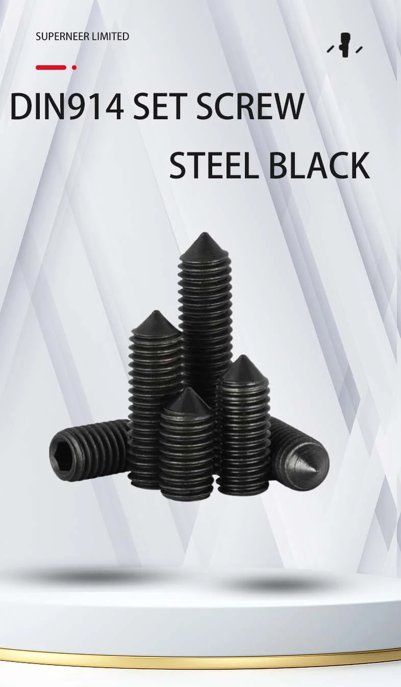 M1.6 x 2.5mm Socket Set Screw Cone Point Steel Black DIN914