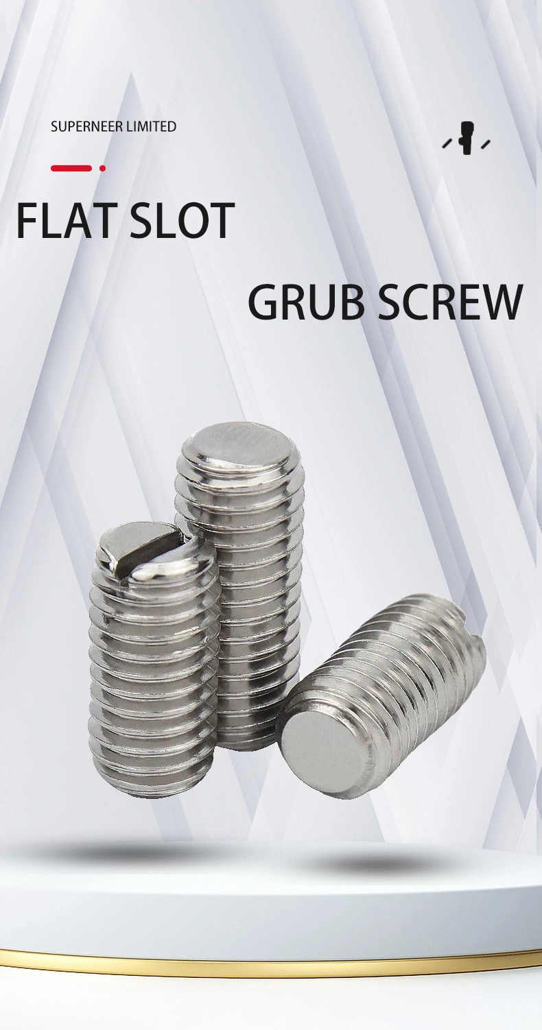 M4 x 9mm Slotted Flat Point Set Screw SUS304 Stainless Steel Inox 