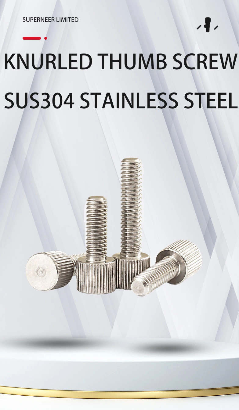 M3 x 20mm Knurled Thumb Screw Flat Head Vertical Knurled Knob Screws SUS304 Stainless Steel Inox