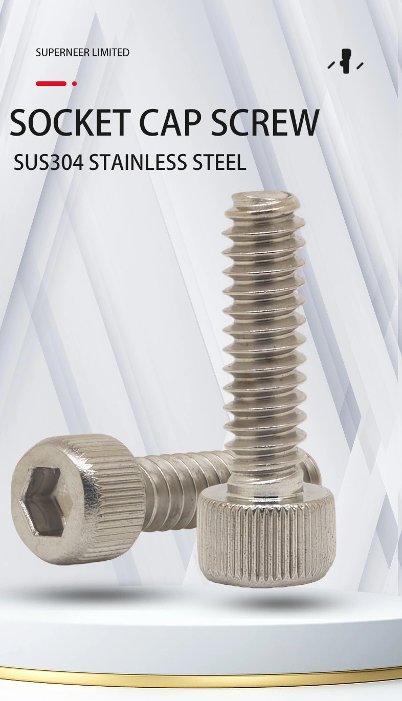 8-32 x 7/16" Knurled Socket Head Screw SUS304 Stainless Steel