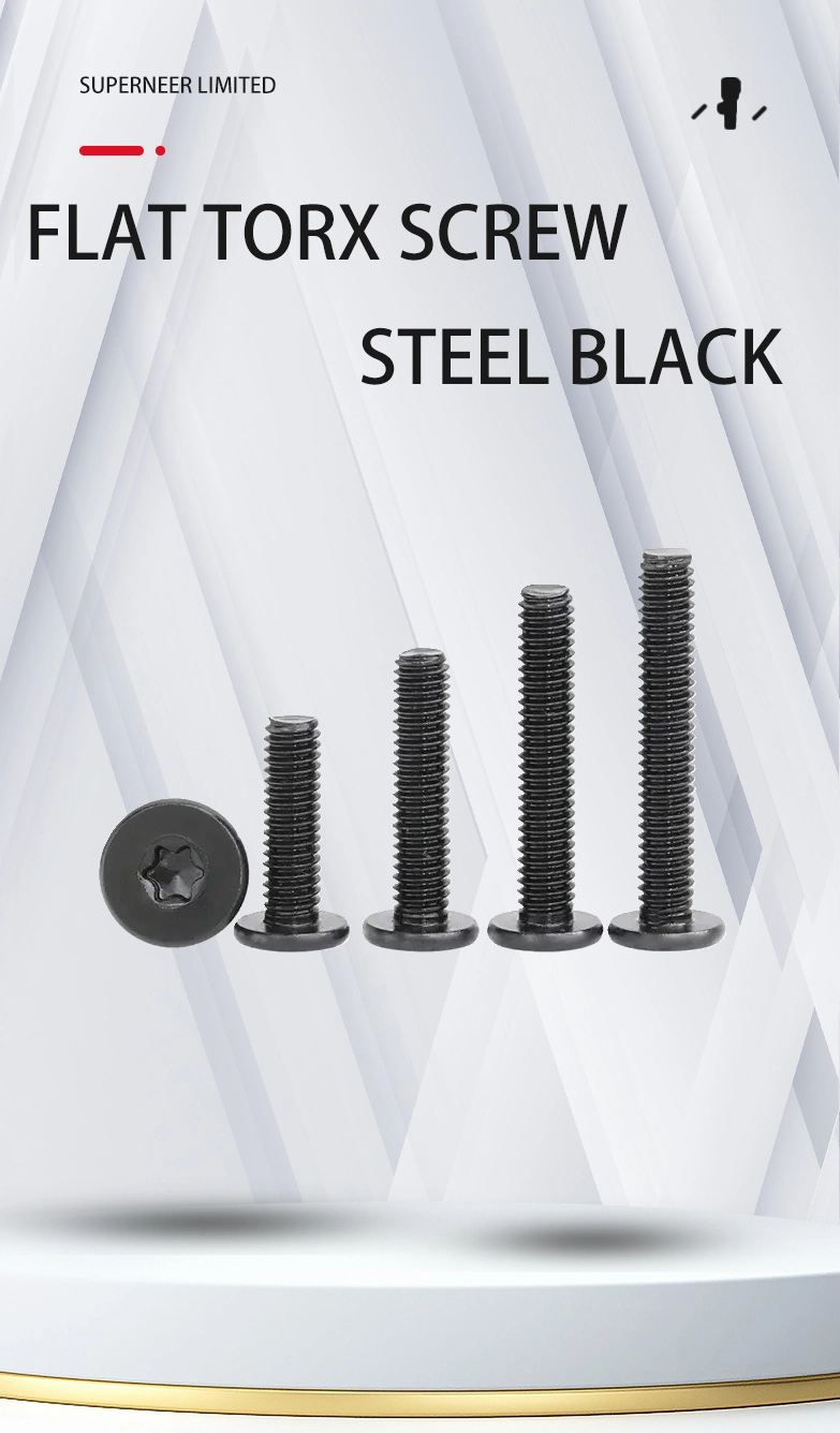 M3 x 4mm Torx Flat Head Machine Screw Carbon Steel Black