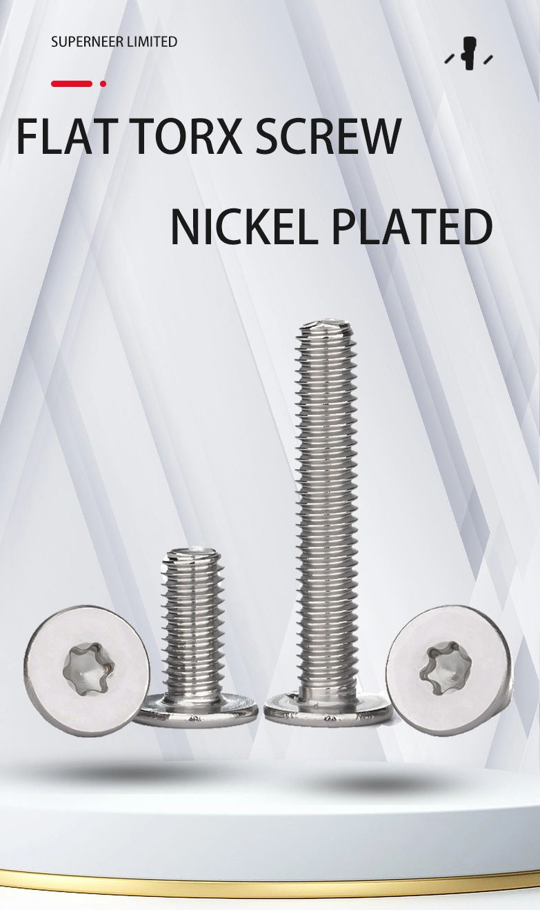 M4 x 14mm Torx Flat Head Machine Screw Carbon Steel Nickel Plated