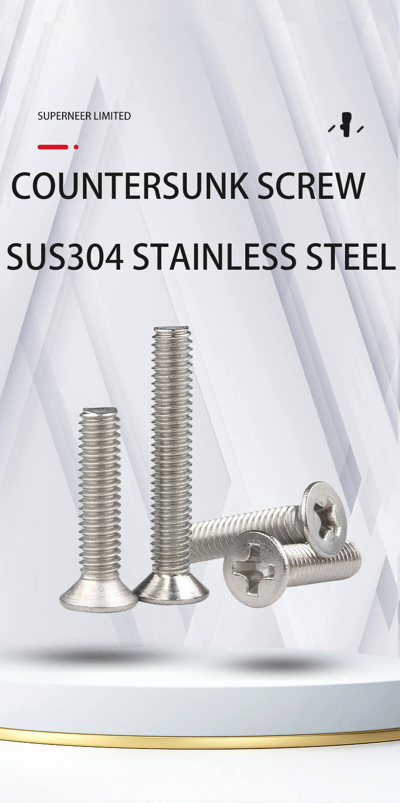 M1.6  x 6 mm  Flat Head 90° Phillips Machine Screw SUS304 Stainless Steel Inox DIN 965