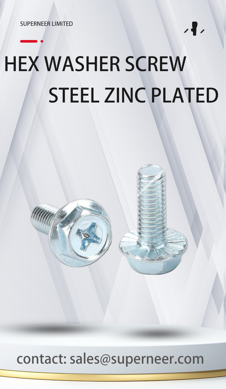 10-32 x 3/8" Indented Hex Washer Serrated Head Phillips Machine Screw Steel Blue Zinc Plated