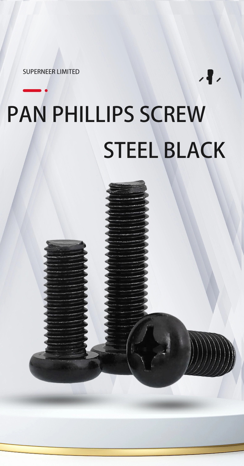 10-32 x 5/16" Pan Head Phillips Machine Screw Steel Black ANSI/ASME B18.6.3