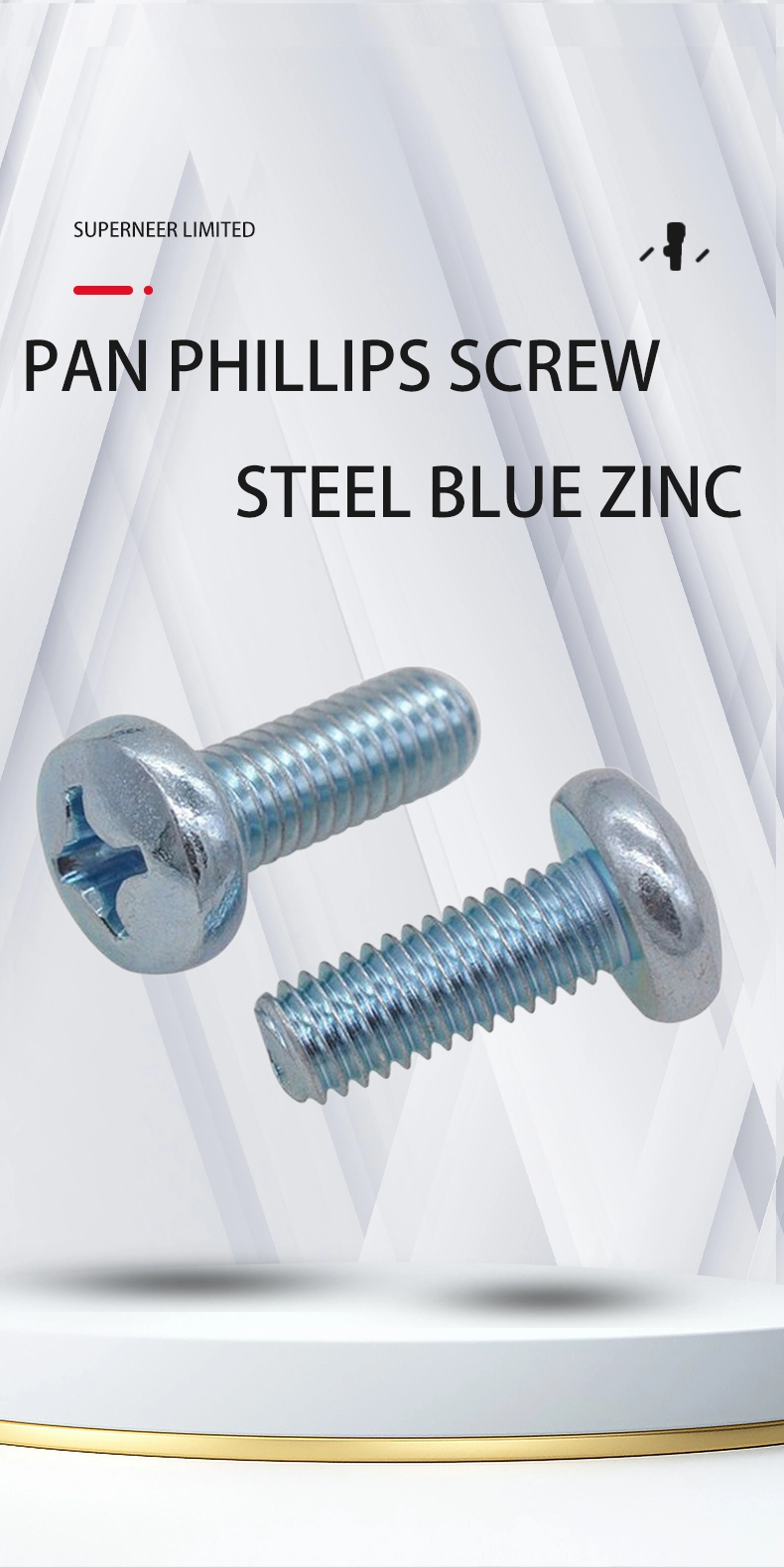 3-48 x 1/2" Pan Head Phillips Machine Screw Steel Blue Zinc Plated ANSI/ASME B18.6.3